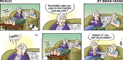 Creator Brian Crane's daily <b>comic</b> strip <b>Pickles</b> is about an older couple that is finding out retirement life isn't all it's cracked up to be. . Pickles comics arcamax